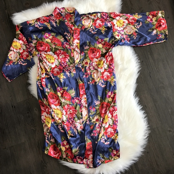 Other - Bridal Floral Robe Blue Red Size S/M
